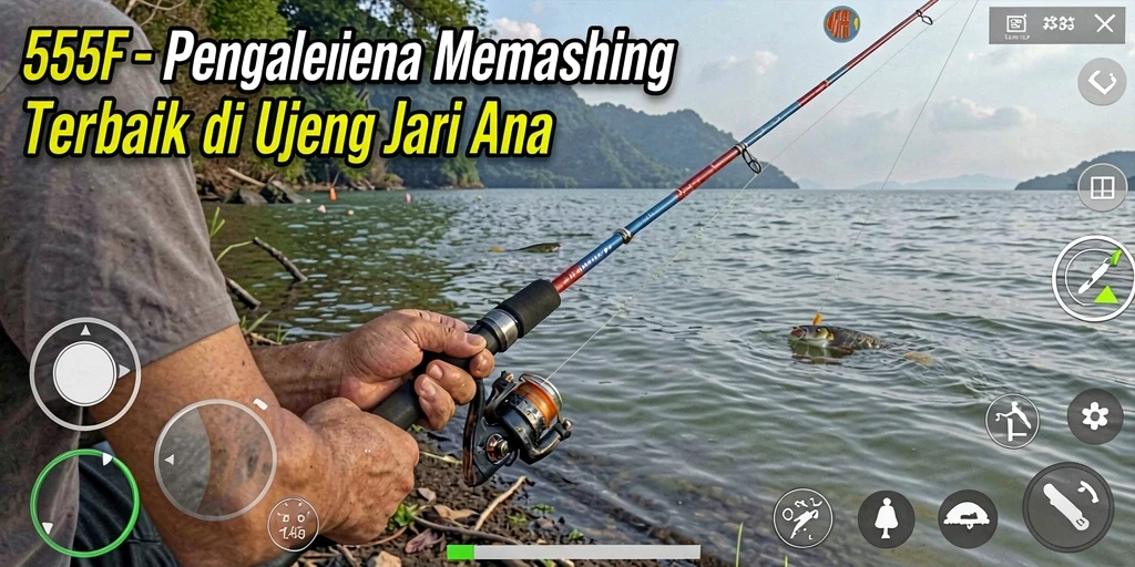 Tampilan gameplay 555F dengan suasana memancing yang seru dan menantang.