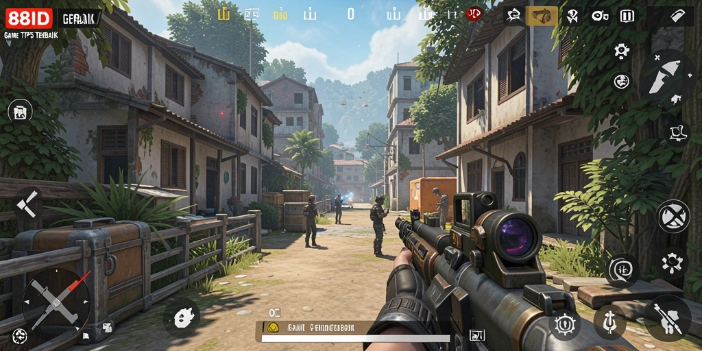 Screenshot utama menunjukkan aksi seru dalam gameplay TPS.