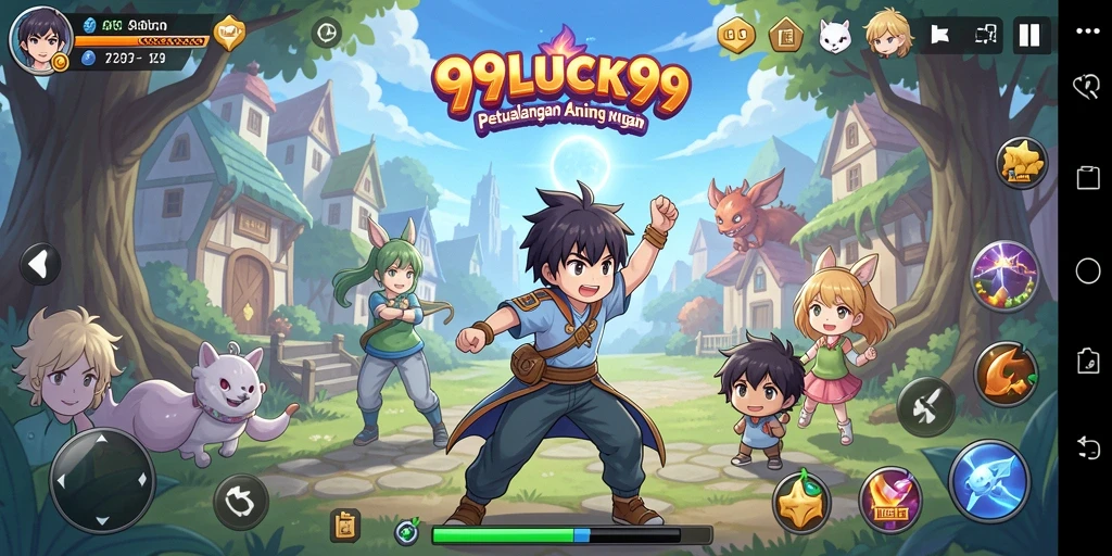 Tampilan seru gameplay dalam 99LUCK99 dengan karakter Anime menarik.