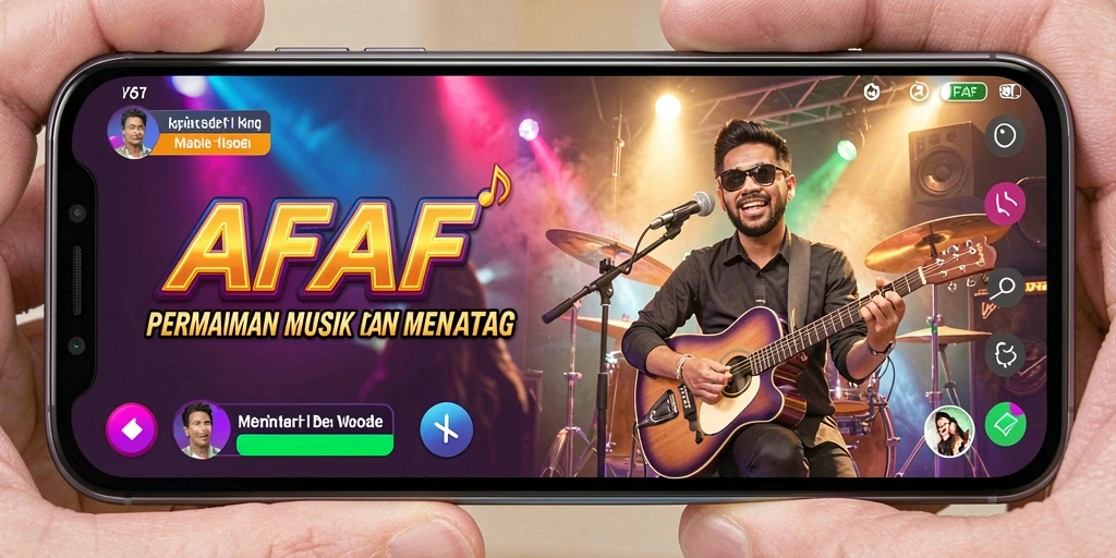 Tampilan screenshot utama AFAF menampilkan gameplay musik yang menarik.