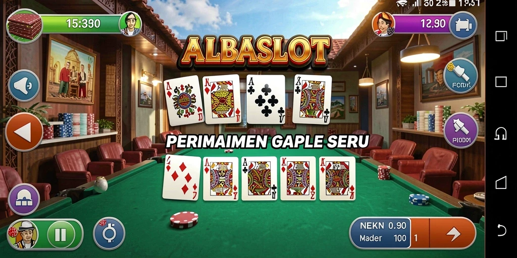Gameplay ALBASLOT yang seru dalam permainan Gaple.