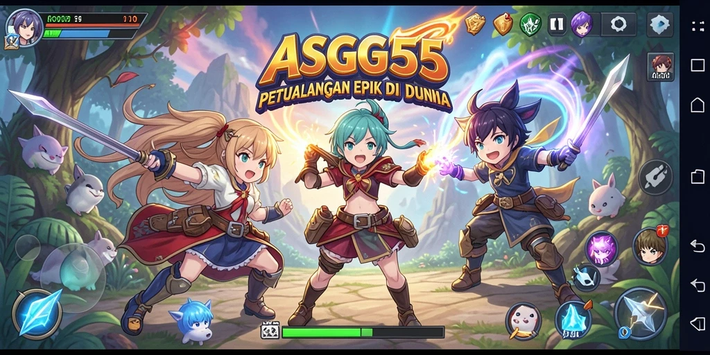 Tampilan gameplay seru ASG55 dengan karakter anime yang menarik.