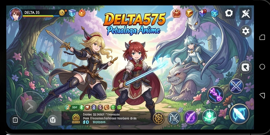 Screenshot DELTA575 menampilkan aksi seru di dunia Anime.