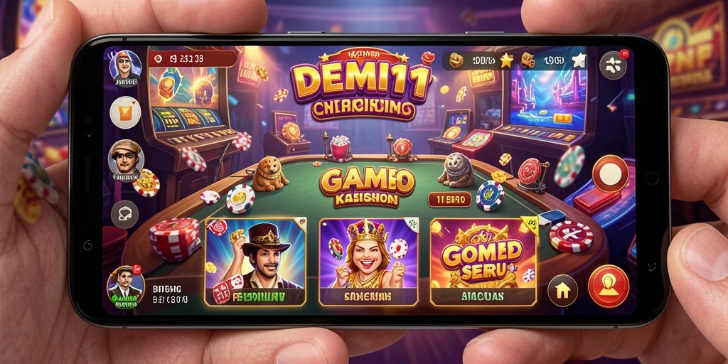 Tampak menampilkan gameplay seru dalam aplikasi kasino DEMI11.