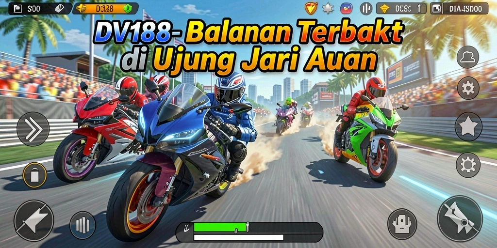 Tampilan gameplay DV188 dengan action balapan motor yang mendebarkan.