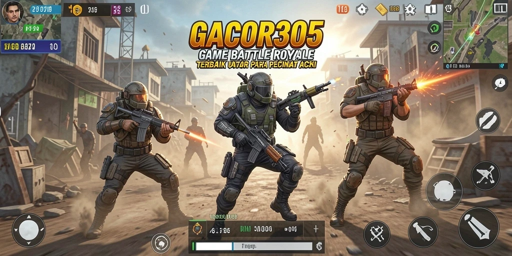 Screenshot gameplay GACOR305 menampilkan pertarungan intens di medan perang.