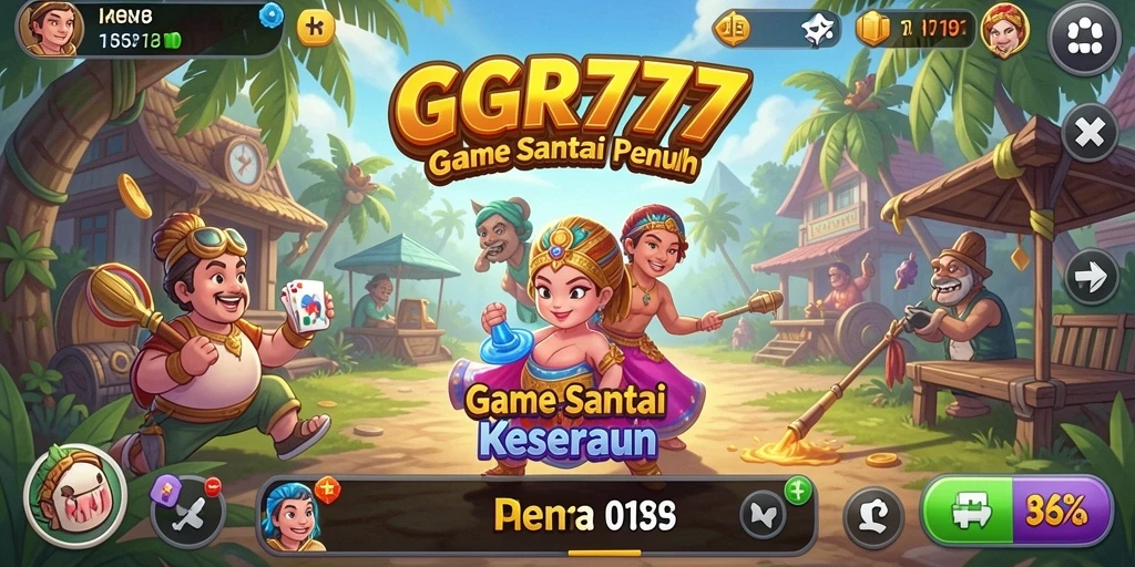Tampilan gameplay GGR777 dengan grafis cerah dan karakter lucu.