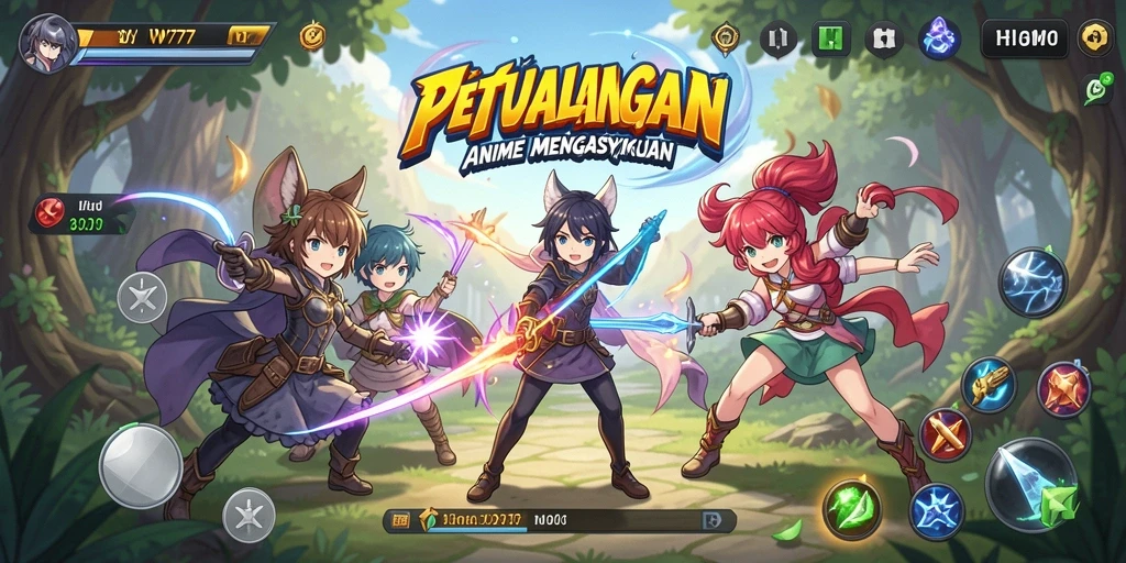 Tampilan gameplay IW777 dengan karakter Anime yang beraksi.