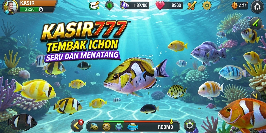 Tampilan gameplay seru KASIR777 dengan berbagai ikan yang bisa ditembak.
