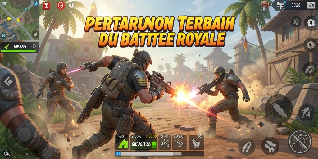 Gameplay Battle Royale yang mendebarkan dalam ME355 dengan pemain yang bertarung untuk bertahan.