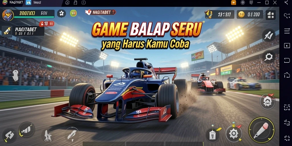 Gameplay seru NAGITABET saat balapan di lintasan.