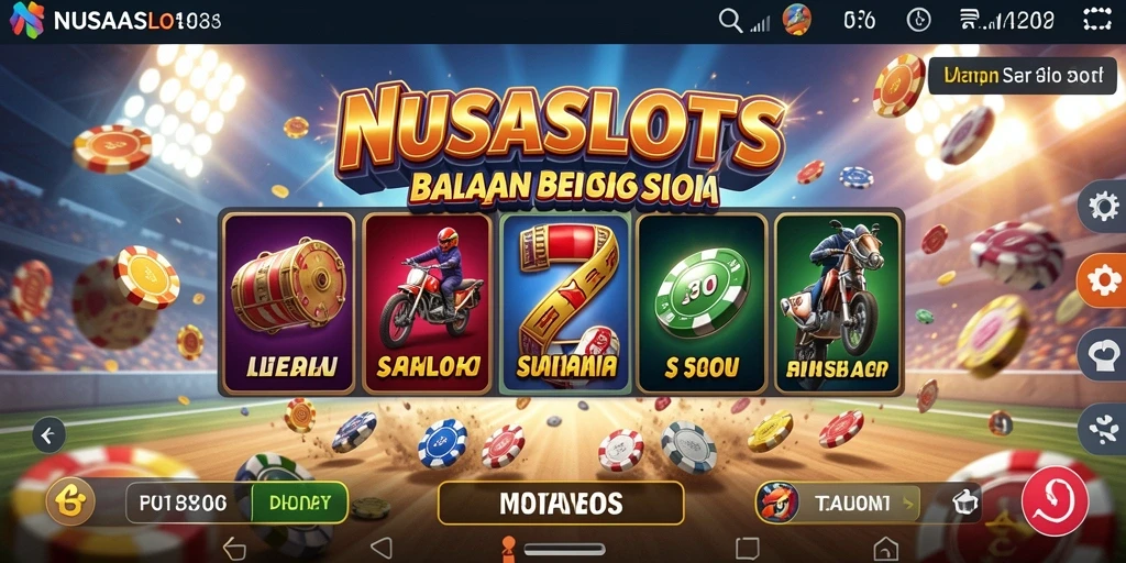 Screenshot gameplay NUSASLOTS menunjukkan adrenalin balapan yang mendebarkan.