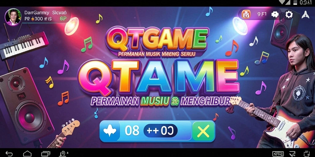 Tampilan gameplay QTGAME yang penuh warna dan interaktif.