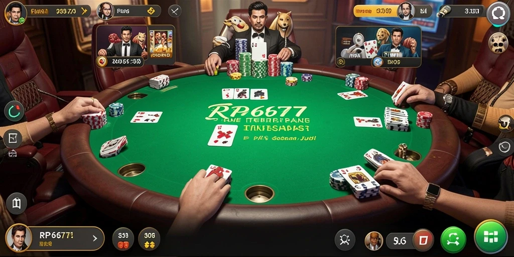 Screenshot gameplay RP6677 menunjukkan suasana poker yang intens.