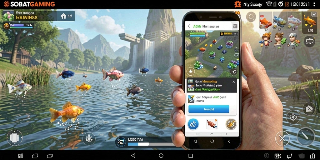 Screenshot gameplay SOBATGAMING saat menangkap ikan.