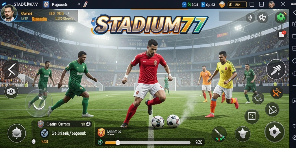 Tampilan menakjubkan dari gameplay STADIUM77 dengan aksi olahraga nyata.